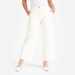 Everlane Wide-Leg Crop Pant, white, size 0